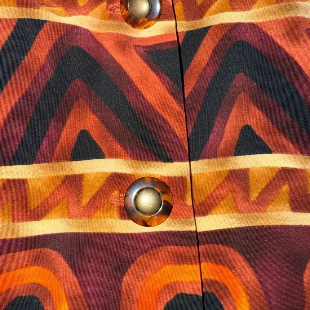 Vintage 80’s Brenda Goode Geometric Tribal Print Button-Up Blazer Size Small